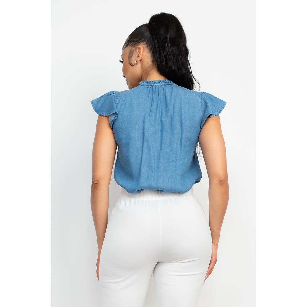 Lyocell Frill Sleeve Top - Picture 5 of 8